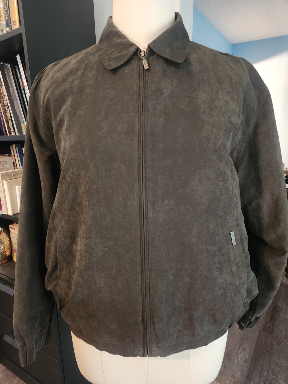 Weatherproof Brown Suede-like Zip Bomber Jacket